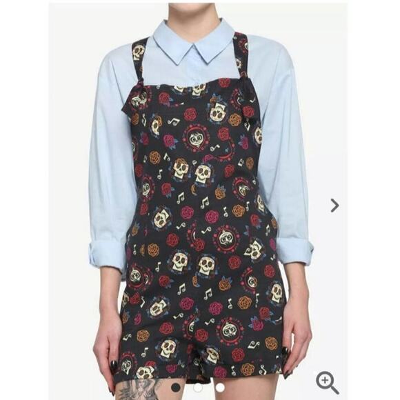 NWOT DISNEY PIXAR Coco Sugar Skull Linen Blend Overalls Plus Size 1 - Picture 1 of 11